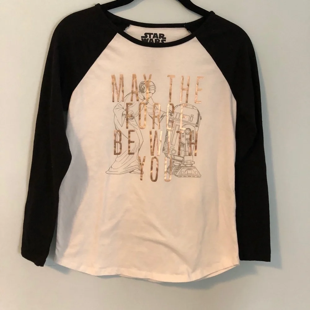 Star Wars Black & White “May the Force Be With You” Long Sleeve Top Size XL